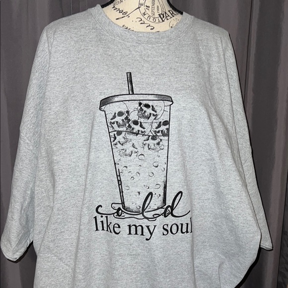Graphic Tee with Skull Cup Design - Picture 1 of 3